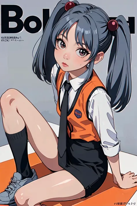 (masterpiece, best quality;1.3), extremely detailed picture,8k cg, ultra detailed, 1girl,magazine cover, LOOKING AT VIEWER,
hoshino ruri, twintails, hair bobbles, collared shirt, black necktie, orange vest, pencil skirt, black socks, grey shoes <lora:Magazine:0.65> facial close-up, <lora:hoshino_ruri:0.5>