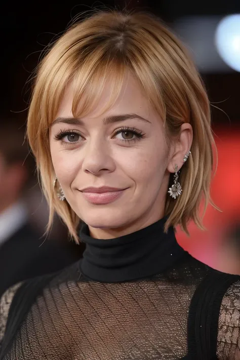 a photo of (m4r144d4n3z:0.99), a woman (wearing a turtleneck jumper), on a premiere event, standing on the red carpet, (focus on face:1.2), (masterpiece:1.2), (photorealistic:1.2), (bokeh), (best quality), (detailed skin:1.2), (intricate details), (8k), (HDR), (cinematic lighting), (sharp focus), (close-up:1.4)
