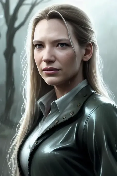 annaTorv outside in the rain, soaking wet, dank swamp, (detailed facial features:1.15), very long flowing hair, Unreal Engine 5, 8K, HQ, HDR, amazing detail, intricate details, shallow depth of field, reflections, art by artgerm and greg rutkowski, <lora:AnnaTorv:1.0>