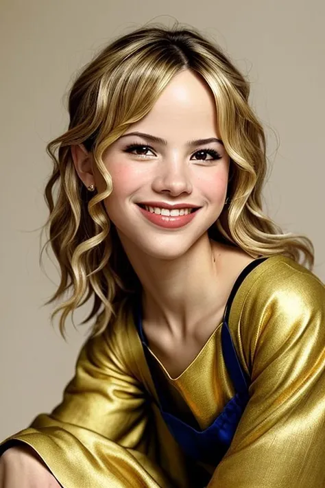 illuminated manuscript style, medieval, gold leaf, ornate, highly detailed BREAK (low angle, headshot:1.2) photo of <lora:HalstonSage_v1.0:1> HalstonSage big smile, smiling, she is wearing yukata, she is wearing suspenders, her hair is styled as twisted half-up hair, BREAK she is (sitting on a bed:1.1), dramatic edge lighting, 50mm ,color filter,(Ilford HP5 Plus:1.6) ,