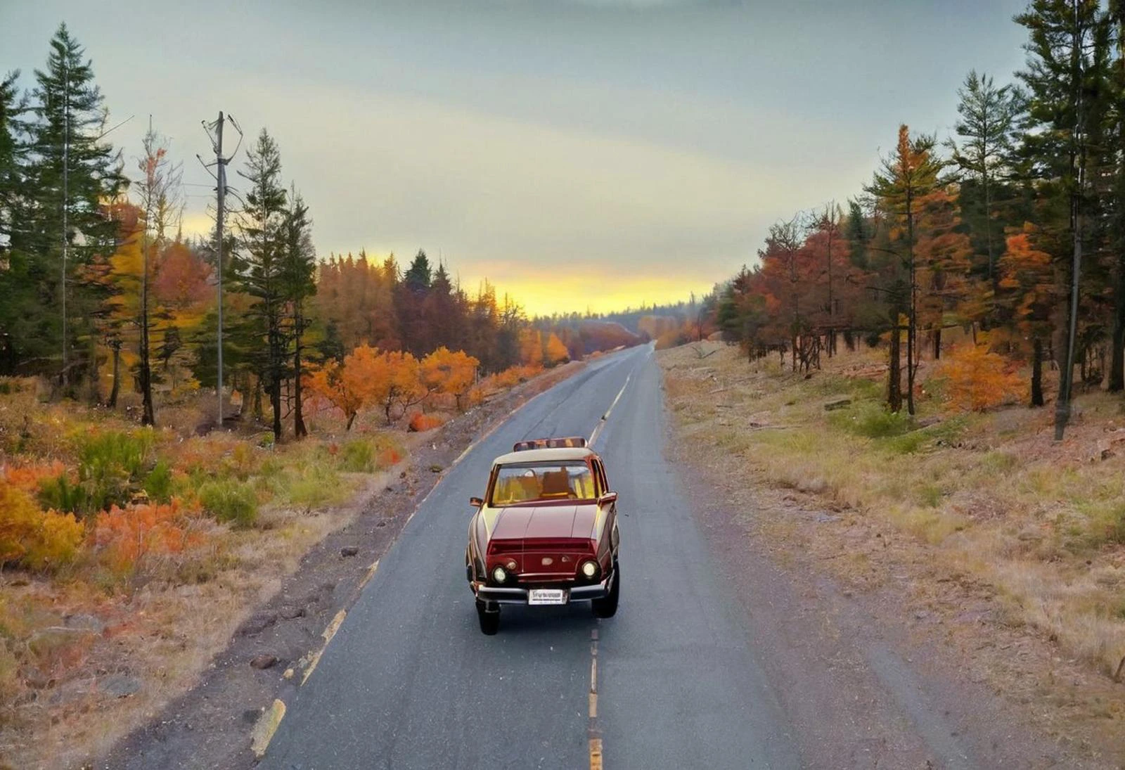 photo RAW,(<lora:gaz66:0.7>, a (Lime:1.15) truck driving down a road forest,high speed,stormrain,autumn), masterpiece, award winning photography, lighting, perfect composition, high detail, hyper realistic,dramatic lighting, epic