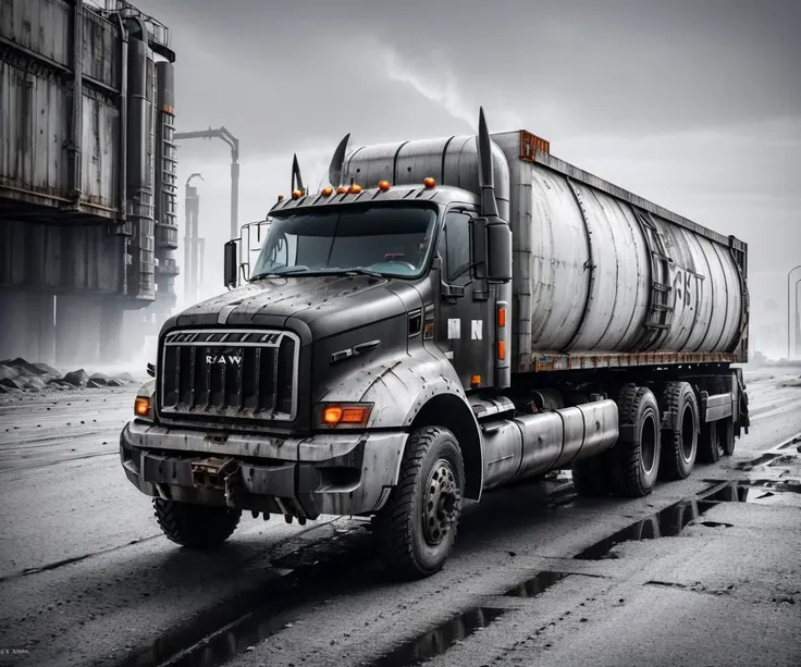 raw, scifi conceptual design (color dark silver-black:1.3) rusty dusty (liquid cargo truck:1.3) old trees, cracked wood,cyberpunk highway, tunnel <lyco:TruckMaker:0.85> cinematic, postapo (industrial zone:1.1), dried mud, cracked rocks, volumetric lights, light foggy mist, (evening:1.2), blue cold dark
<lyco:tatra148-loha:0.1> <lora:entropy-alpha:0.07>