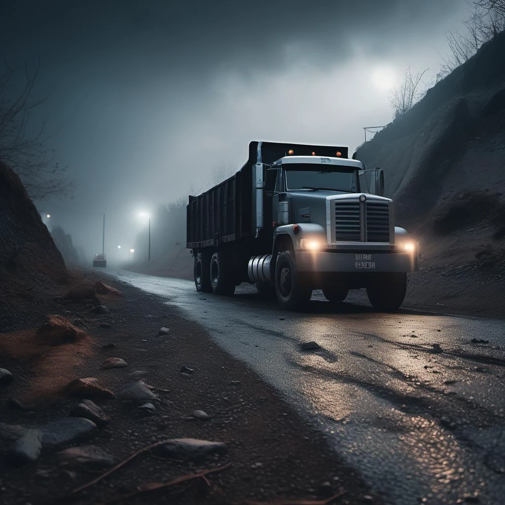 professional photo cinematic film still raw, scifi conceptual design (color dark silver-black:1.3) rusty dusty (liquid cargo truck:1.3) old trees, cracked wood,cyberpunk urban zone highway, tunnel cinematic, postapo (industrial zone:1.1), dried mud, cracked rocks, volumetric lights, light foggy mist, (evening:1.2), blue cold dark
<lora:TruckMaker-SDXL-LoHA:-0.85>, epic vista <lora:Grit-SDXL:1> . shallow depth of field, vignette, highly detailed, high budget Hollywood movie, bokeh, cinemascope, moody, epic, gorgeous, film grain, grainy rim light, cinematic, atmospheric, hard rim light. upward pov. depth of field. hdr, realistic concept