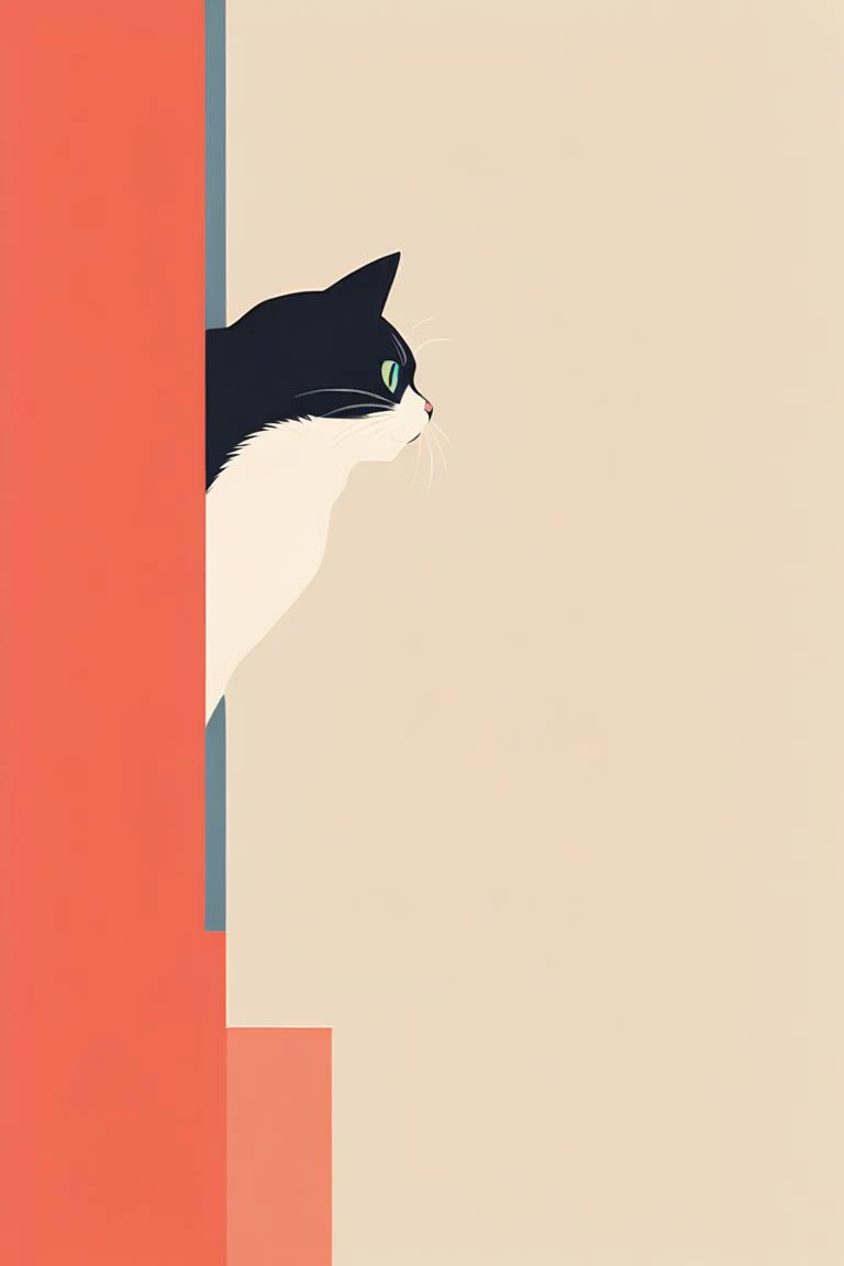 cat, <lora:chahua:1.5> ch, simple background, flat color, portrait