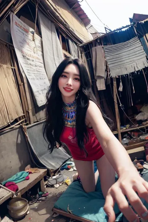 (otherworldly, otherworldly atmosphere, otherworldly appearance), highly insanely detailed, masterpiece, top quality, best quality, highres, 4k, 8k, RAW photo, Caribbean, egyptian,
depth of field, focused, foreshortening,
(dark tunnel, flower field, flower filed, china street),
(long_hair, long hair), collar, earrings, (Latina:0.5),
(random colors cloth, random colors hair), sparking lips,
(Adult, jav, half naked, nsfw:0.8),
<lora:Dreamcatcher_Sua_Lora:0.7>,
fisheye, from below,
(air bed, indian slums, egyptian slums:1.2), Air Mattress,
(smiling at viewer), (fantasy world)