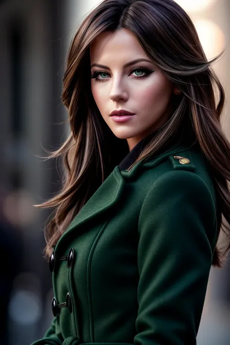 full body photo of beautiful (k4t3b3ck:0.99), a woman in a (movie premiere gala:1.1), perfect hair, wearing (green long coat:1.1), ((Macaute:1.1)), ((eyeliner, eyeshadow:1.2)), modelshoot style, (extremely detailed CG unity 8k wallpaper), professional majestic (photography by robert capa:1.1), (Canon A2/A2e Camera), 24mm, exposure blend, hdr, faded, extremely intricate, High (Detail:1.1), Sharp focus, dramatic, soft cinematic light, (looking at viewer), (detailed pupils), (upper body), 24mm, 4k textures, soft cinematic light, adobe lightroom, photolab, elegant, ((((cinematic look)))), soothing tones, insane details, hyperdetailed, low contrast
