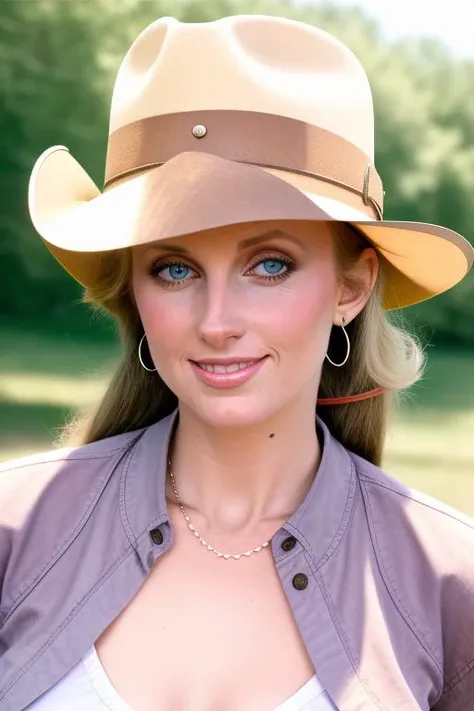 raw photo of a cute young woman, cowgirl princess on the farm, beautiful day in the wild medieval west, pink shirt, upper body, extreme close up, face, eyes, center frame, [[happy to see you]], 8k uhd, fujifilm xt3