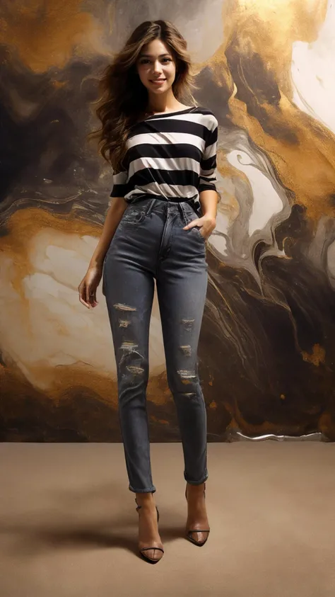 (Realistic),masterpiece,best quality,cinematic lighting,natural shadow,highest detail,professional photography,detailed background,depth of field,insane details,intricate,aesthetic,detailed face,subsurface scattering,looking at viewer,Wide shot,
1girl,photo of a cute girl,full body,light smile,charming,20yo,French Braid Hair.Hair between eyes,Teal hair,Fashionable Gray Clothes: A striped boatneck top paired with high-waisted jeans.,Kissing,
<lora:GoodHands-vanilla:1>,<lora:add_detail:1>,<lora:Better light:1>,<lora:marble dress_20230927085737:0.8>,marble,