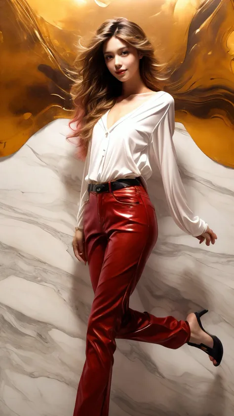 (Realistic),masterpiece,best quality,cinematic lighting,natural shadow,highest detail,professional photography,detailed background,depth of field,insane details,intricate,aesthetic,detailed face,subsurface scattering,looking at viewer,Dolly Shot,
1girl,photo of a cute girl,full body,light smile,charming,20yo,braided crown hair.shaved sides,Neon pink hair,Lemon Yellow Denim shirt, leather pants, and heels,Jumping,
<lora:GoodHands-vanilla:1>,<lora:add_detail:1>,<lora:Better light:1>,<lora:marble dress_20230927085737:0.8>,marble,