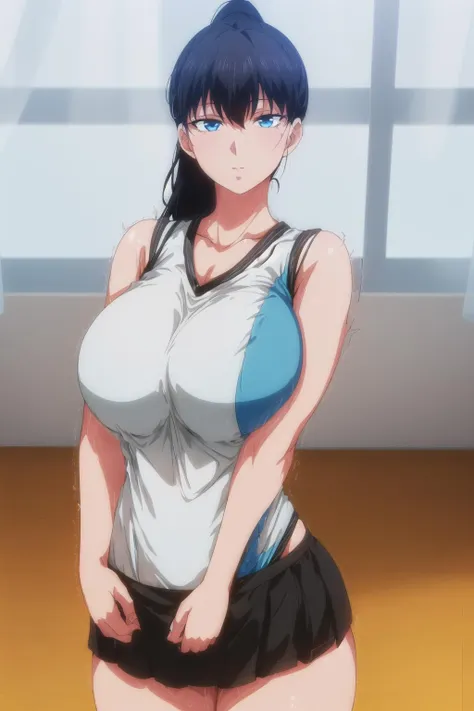 (day:1.7), in a room with curtains on the windows,indoors,gym,
Standing at attention,
bare shoulders,Green_sportswear,sleeveless,collarbone,Black_Shorts,
<lora:Akira_Todo_World_End-KK77-V1:0.7>,
Black_Hair,blue eyes,ponytail,bangs,long hair,
1 girl, 20yo,YOUNG female,Beautiful Finger,Beautiful long legs,Beautiful body,Beautiful Nose,Beautiful character design, perfect eyes, perfect face,
looking at viewer, in the center of the image,
NSFW,official art,extremely detailed CG unity 8k wallpaper, perfect lighting,Colorful, Bright_Front_face_Lighting,
(masterpiece:1.0),(best_quality:1.0), ultra high res,4K,ultra-detailed,
photography, 8K, HDR, highres, absurdres:1.2, Kodak portra 400, film grain, blurry background, bokeh:1.2, lens flare, (vibrant_color:1.2)
(Beautiful,large_Breasts:1.4), (beautiful_face:1.5),(narrow_waist),