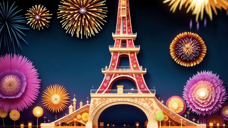 paper cut art,Three-dimensional sense, fireworks,aerial fireworks, <lora:newnot-000013:1>