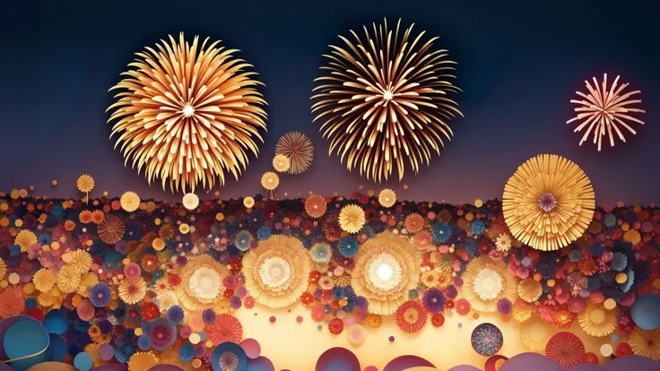 paper cut art,Three-dimensional sense, fireworks,aerial fireworks,  <lora:newnot-000013:1>