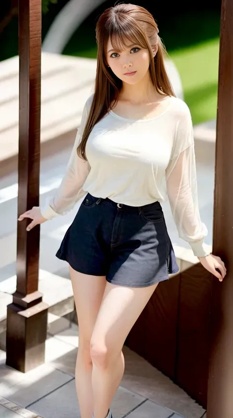 <lora:nagisahikari:1>, best quality, photorealistic, masterpiece, 8k, high res, solo, 1girl, (((woman))), (medium breast), ((looking at the viewer)), (looking at the camera), (medium hair), (professional lighting, bokeh),top angle view, extremely detailed face, fashionable and trendy atmosphere, japan, roof top, ((daytime)), (casual_wear :1.5), (portrait:0.6), seductive smile, gorgeous, floating hair, (light particles, lens flare, glowing particles:0.6), (dynamic pose:1.2), soft lighting, black hair, full body, standing
