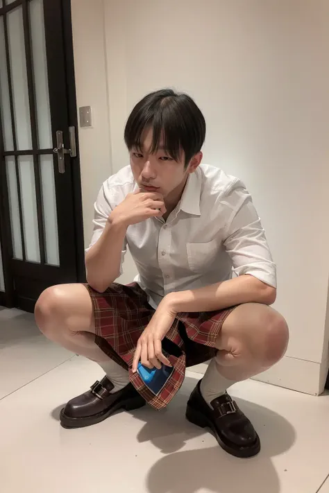 best quality, masterpiece, a photo of a man, squatting, <lora:jk_v1:0.8>