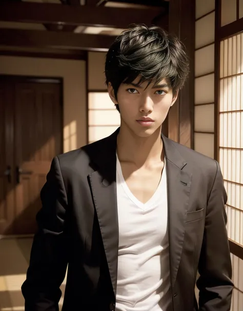 (((photo of a tall handsome japanese teen in a black blazer over an untucked white t-shirt))), messy hair,atheletic body, centered,masterpiece, expressive eyes,best quality,dark theme, ((soothing red tones)), muted colors, high contrast, (natural skin texture, hyperrealism, soft light, sharp),(((cowboy shot))), 50mm,highres, extremely detailed eyes,extremely detailed,perfect face,perfect eyes,body,hands, <lora:dsjoker-v2:1> <lora:epi_noiseoffset2:.4>