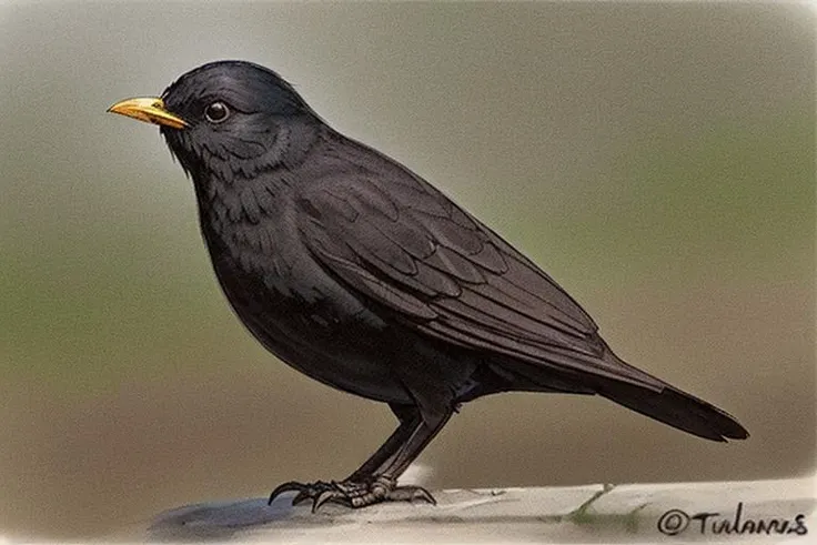 eurasian blackbird, turdus merula, <lora:eurasian blackbird-000010:0.5>
