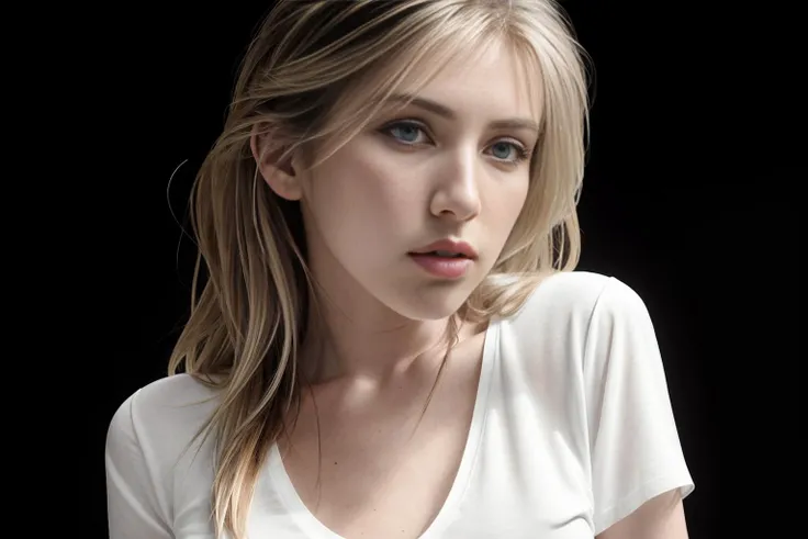 portrait of DEN_alena_hemkova, headshot, face focus, (plain black background:1.3), (plain white shirt:1.3), (shadows:1.3), bokeh, dynamic lighting, low lighting,
photorealistic, high detail, detailed,