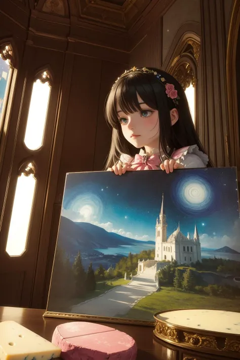 1girl, [ (collage art by Rudolph Belarski:0.8) | (Karl Hofer:0.9) | (Fritz Henle:1.2) ], colorful Cinematic still, mundane Unreal Engine, Victorian Gothic Art, masterpiece, soft focus of a Pink ([Hawk:cheese:2]:1.3) , it is very Abstract Illusionism and Grumpy, from inside of a Enthralling San Salvador, desolate indoors with Mossy rock, Stormy weather, horizon-centered, Lustful, studio lighting, 800mm lens, Autochrome, dreamy, symbolism, in the style of Starry Night, pixiv, masterpiece, sexy