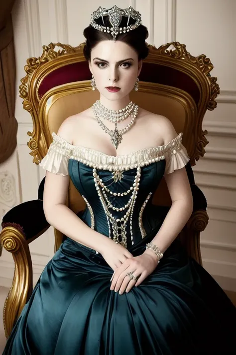 A stunning color portrait photograph of a beautiful woman Style-Princess:0.6 in a victorian era castle, a crown on her head, highly detailed  <lora:gothicNoir_gothicNoir:0.4>