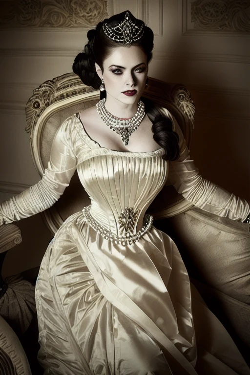 A stunning color portrait photograph of a beautiful woman Style-Princess:0.2 in a victorian era castle, a crown on her head, highly detailed <lora:gothicNoir_gothicNoir:0.8>