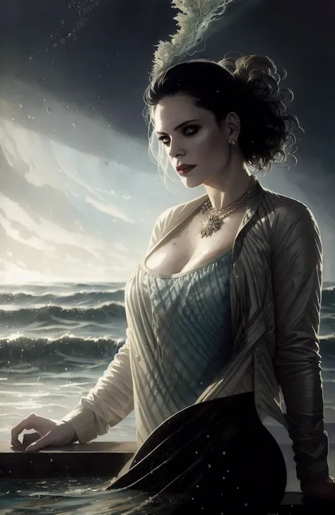 award winning photo of a woman <lora:LadyDim:0.7>, Style by Style-Water background, drunken beautiful woman as delirium from sandman, by jeremy mann, by sandra chevrier, by dave mckean and richard avedon and maciej kuciara, punk rock, tank girl, high detailed, 8k<hypernet:SamArt:0.04>