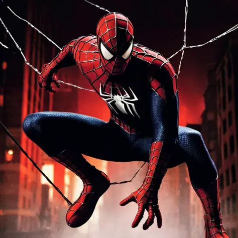 Dark Fantasy Art of <lora:Spider-Man:1.2>
Spider-Man a man in a spider - man suit with a black and red background, dark, moody, dark fantasy style