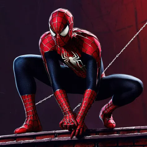 concept art of <lora:Spider-Man:1.2>
Spider-Man a man in a spider - man suit with a black and red background, digital artwork, illustrative, painterly, matte painting, highly detailed