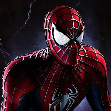 Dark Fantasy Art of <lora:Spider-Man:1.2>
Spider-Man a man in a spider - man suit with a black and red background, dark, moody, dark fantasy style