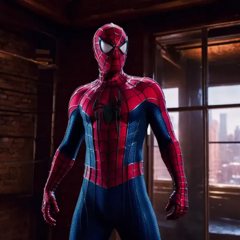 UHD, 4k, ultra detailed, cinematic, a photograph of <lora:Spider-Man:1.2>
Spider-Man a man in a spider - man suit standing in a room, epic, beautiful lighting, inpsiring