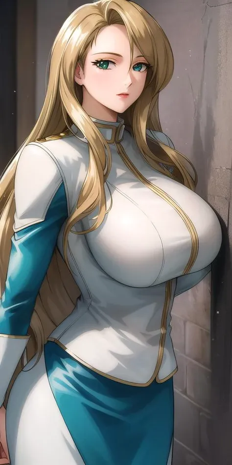 <lora:RexV4:0.7> macross7rex, huge_breasts, standing, solo, skirt_suit, masterpiece, best_quality, detailed_face, detailed_eyes, highres, beautiful, detailed,