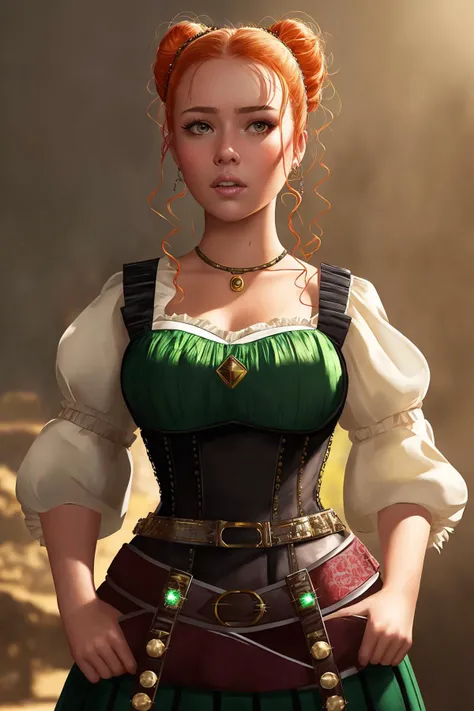 sexy senorita bandito western RPG character painting brunette hair upsweep updo emerald corset ammo bandolier vest skirt cantina interior billowing poncho
(masterpiece:1.4) (best quality:1.4) (8k) (HDR) (wallpaper) (cinematic lighting) (sharp focus) (intricate) (DollieNobodySD15:1.1)