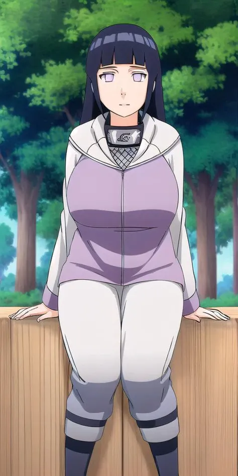 <lora:lora_hinata_cutys_37kar:1> Hinata, sitting, huge_breasts, forest, rock, masterpiece, best quality, detailed face, detailed eyes, highres,