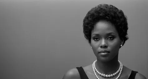 retrato aproximado de uma mulher negra, Brazilian Flash-Forward Lighting, atmosfera vintage, rosto redondo