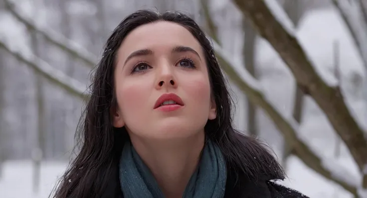 cinematic film still of <lora:Cinematic Vintage Hollywood Film Style:1> sharp detailed,
dramatic light, 1girl, solo, black hair, closed mouth, upper body, outdoors, blurry, from side, tree, lips, wet, profile, depth of field, blurry background, looking up, snow, rain, realistic, nose, branch, wet hair, looking afar , Cinematic Vintage Hollywood Film Style, shallow depth of field, vignette, highly detailed, high budget, bokeh, cinemascope, moody, epic, gorgeous, film grain, grainy