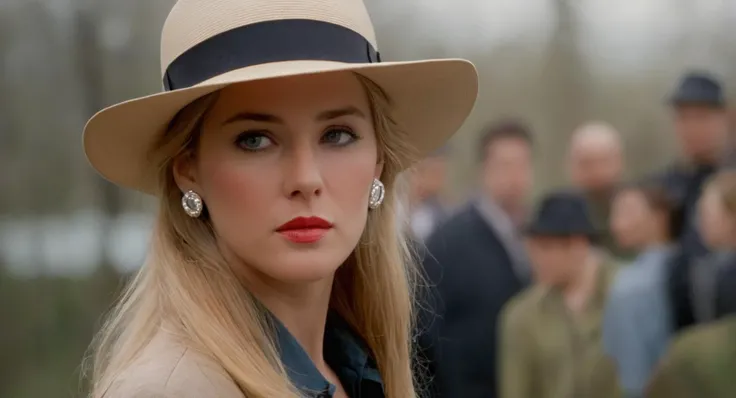 cinematic film still of <lora:Cinematic Vintage Hollywood Film Style:1> sharp detailed,
dramatic light, 1girl, solo, blonde hair, hat, jewelry, earrings, blurry, lips, ground vehicle, motor vehicle, realistic , Cinematic Vintage Hollywood Film Style, shallow depth of field, vignette, highly detailed, high budget, bokeh, cinemascope, moody, epic, gorgeous, film grain, grainy
