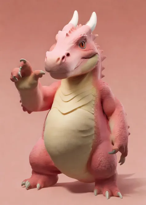 party animal, scalie, scales, pink body, slit pupils, tail, solo, claws, simple background, chubby, feral, looking at viewer, full-length portrait, soft shading, countershading, <lora:party_animal_offical_lion:0.75>