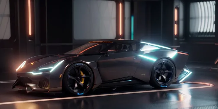 ((blender cycles render style)), solo, retrofuturistic, cyberpunk, steampunk, clear, exposed engine, future concept shape, led lighting, wide and low stance, wheels rotation, speed, (masterpiece:1.1) , best quality, car, reflection paint, ground vehicle, vehicle focus, ultra-realistic detail, reflective ground, cardesignworld, car design, concept car, dutch camera angle,  <lora:Surfacing_v1:1>