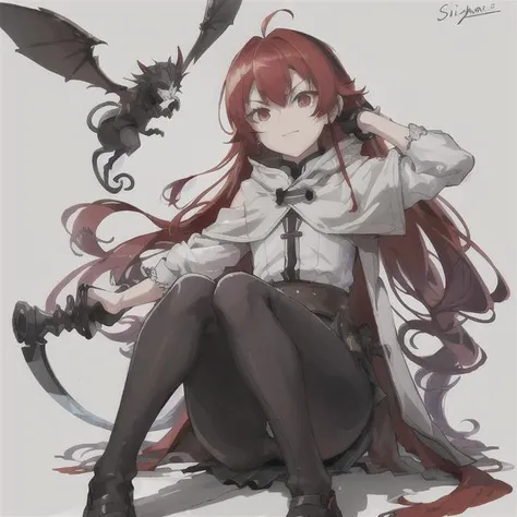 Eris Greyrat slicing an enemy in half with his sword , full body , (masterpiece, sidelighting, finely detailed beautiful eyes: 1.2),Eris_Greyrat, red eyes, red hair <lora:erisGreyratYoungLORA_eris:0.7>