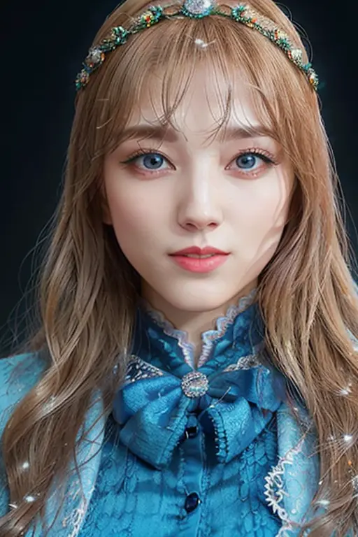 a beautiful empress portrait, blonde hair, perfect blue eyes, with a brilliant, impossible striking big Christmas headpiece, clothes Santa robes, everything Christmas, snow, symmetrical, dramatic studio lighting, rococo, baroque, greens, asian, hyperrealism, closeup, D&D, fantasy, intricate, elegant, highly detailed, digital painting, artstation, octane render, 8k, concept art, matte, sharp focus