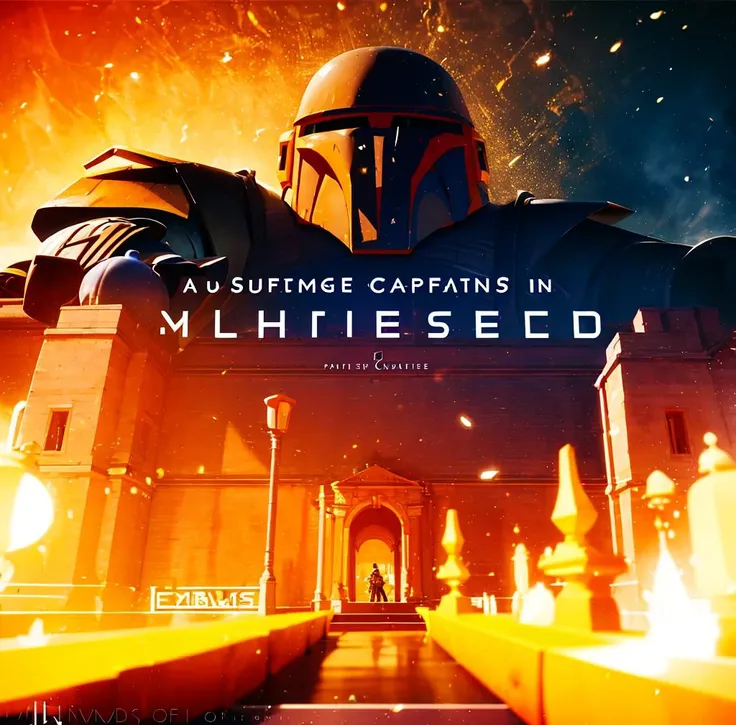 A visual title screen,Anime and Game Styles in the Early Years,masterpiece:1.4,best quality:1.4,high resolution:1.4,optical mixing,This is a cool title,Game Title,The character is the title itself.,Characters are words, not images.,Character Title,Look at the audience,(using subtle shifts in color and tone to create depth and dimension and a sense of craftsmanship and skill:1.3),expansive scenes,<lora:ARWbobafett:1>,bobafett,