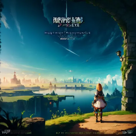 A visual title screen,(masterpiece:1.4),(best quality:1.4),(high resolution:1.4),optical mixing,This is a cool title,Game Title,1girl,It presents a metaphor for the cruelty and horror of the game.,breathtaking perspectives,wide-angle vistas,immersive landscapes,stunning views,expansive scenes,visual depth,