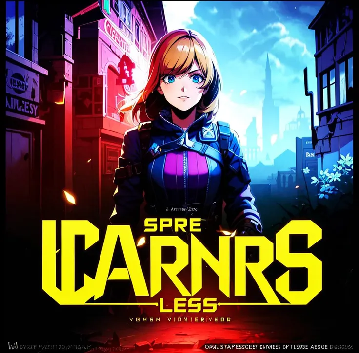 A visual title screen,(extreme detailed),(Super-Resolution),1girl,Text Style,European and American games of the last century,retro artstyle,Darkness,Terror,