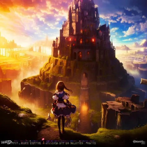 A visual title screen,(masterpiece:1.4),(best quality:1.4),(high resolution:1.4),optical mixing,This is a cool title,Game Title,1girl,It presents a metaphor for the cruelty and horror of the game.,breathtaking perspectives,wide-angle vistas,immersive landscapes,stunning views,expansive scenes,visual depth,