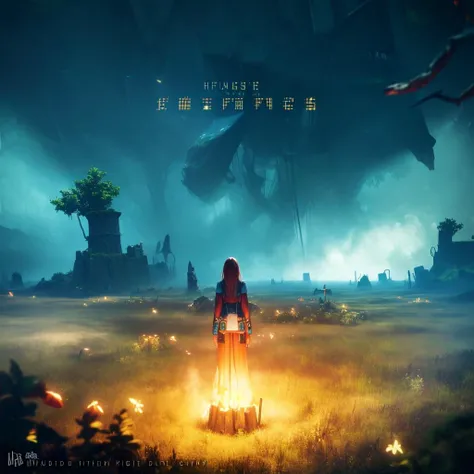 A visual title screen,(masterpiece:1.4),(best quality:1.4),(high resolution:1.4),(optical mixing),(This is a cool title),Game Title,(1girl),(It presents a metaphor for the cruelty and horror of the game.),(wide-angle vistas),(immersive landscapes),(using subtle shifts in color and tone to create depth and dimension and a sense of craftsmanship and skill),stunning views,expansive scenes,visual depth,