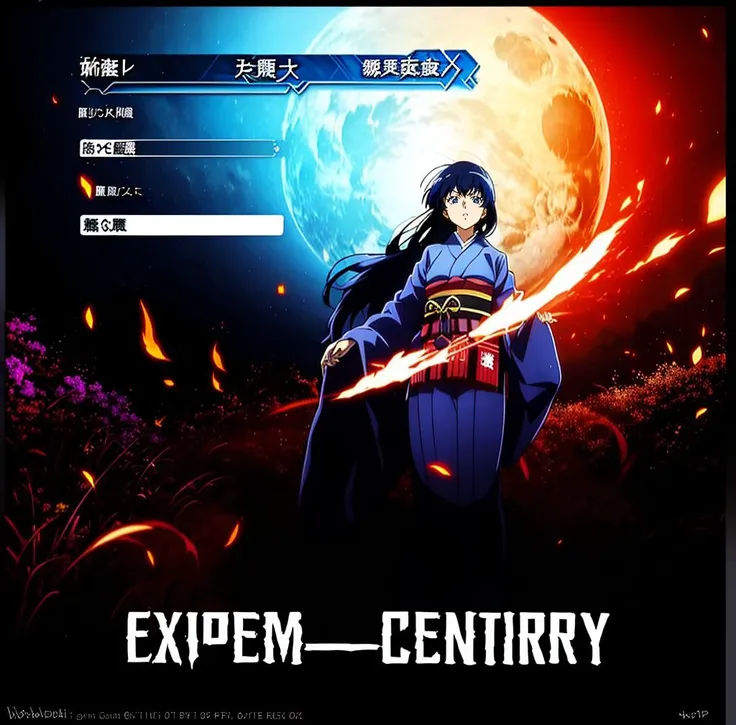 A visual title screen,(extreme detailed),(striking visuals),(Super-Resolution),1girl,Text Style,(((Japanese anime in the last century))),Real game textures,Darkness,Terror,retro artstyle,