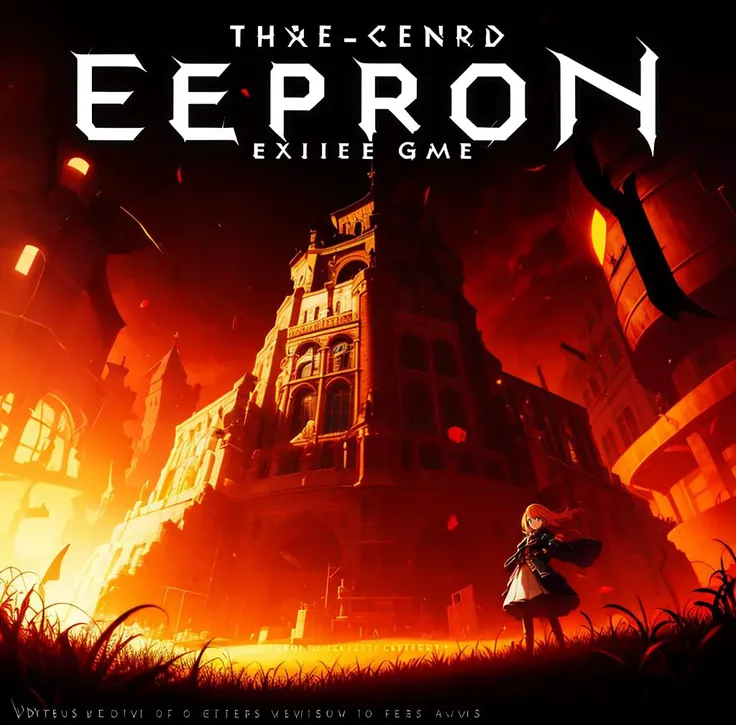 A visual title screen,(extreme detailed),(Super-Resolution),1girl,Text Style,European and American games of the last century,retro artstyle,Darkness,Terror,