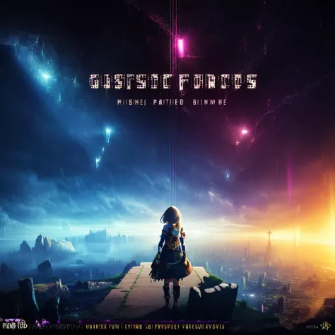 A visual title screen,(masterpiece:1.4),(best quality:1.4),(high resolution:1.4),optical mixing,This is a cool title,Game Title,1girl,It presents a metaphor for the cruelty and horror of the game.,breathtaking perspectives,wide-angle vistas,immersive landscapes,stunning views,expansive scenes,visual depth,