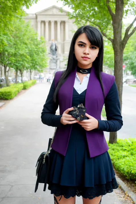 1girl, professional photograph, highly detailed, looking at viewer, medium shot, masterpiece, a young sexy beautiful Portuguese teenage schoolgirl full body, instagram pose, in the park, garden background, sfw