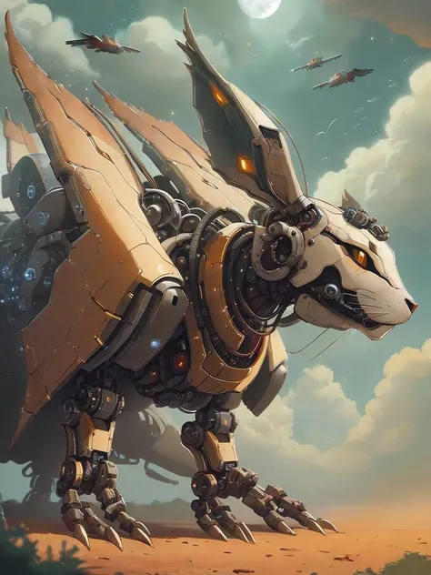 <lora:Reel_mechanical_parts_v_1_3:1> realmech, mechanical parts, alluring succubus, ethereal beauty, perched on a cloud, (fantasy illustration:1.3), enchanting gaze, delicate wings, otherworldly charm, mystical sky, moonlit night, soft colors, (detailed cloudscape), (high-resolution:1.2) animal ears, android, joints, dynamic pose, dynamic view