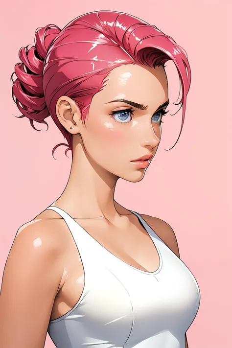 (masterpiece, best quality), 1girl, Medium pink Slicked-Back Taper Cut, Size C breasts,  <lora:ishikeiV73B:0.8>